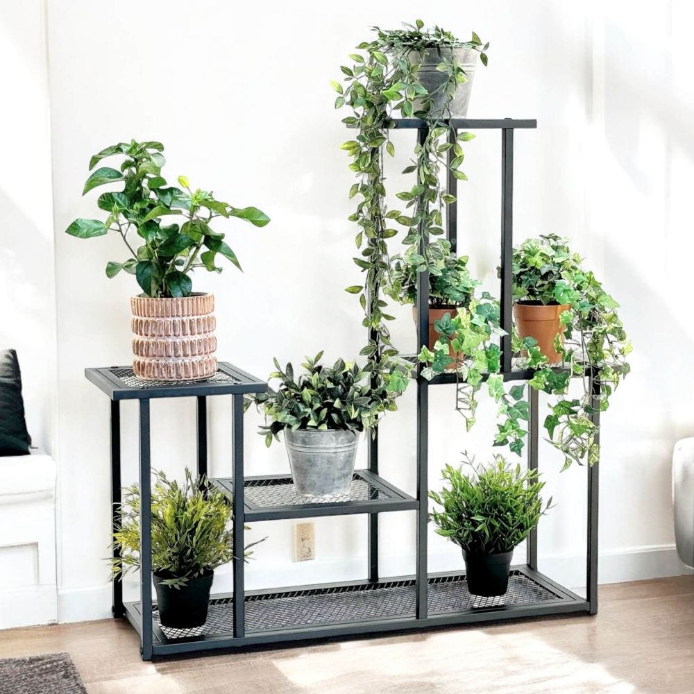 DanDiBo Plant Stand Indoor Metal Black 4 Levels 96579 Modern Plant Stand Design Plant Shelf