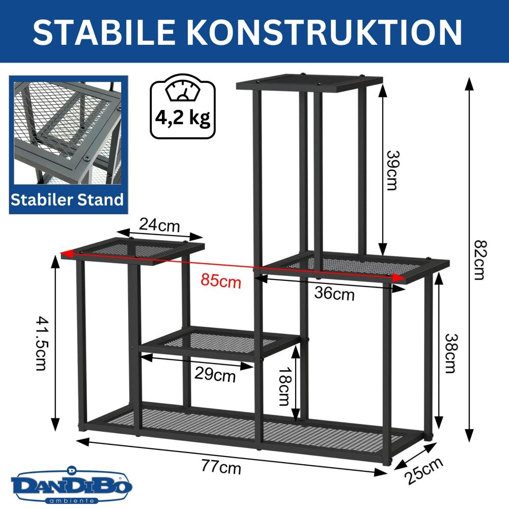 DanDiBo Plant Stand Indoor Metal Black 4 Levels 96579 Modern Plant Stand Design Plant Shelf