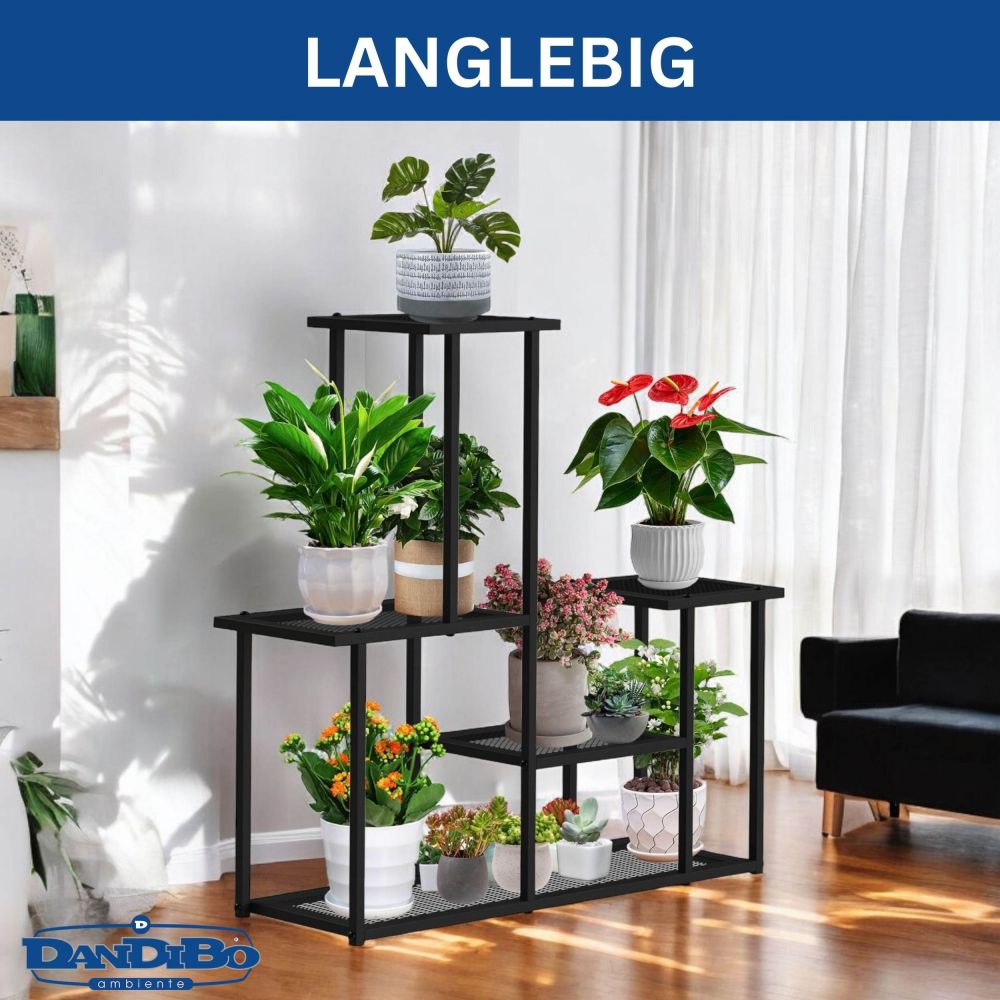 DanDiBo Plant Stand Indoor Metal Black 4 Levels 96579 Modern Plant Stand Design Plant Shelf