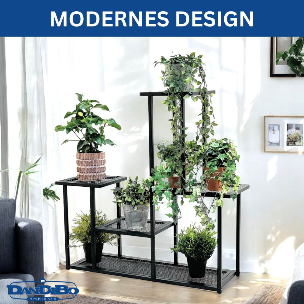 DanDiBo Plant Stand Indoor Metal Black 4 Levels 96579 Modern Plant Stand Design Plant Shelf