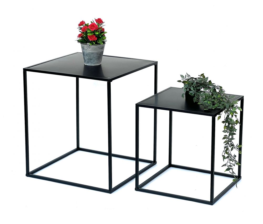 DanDiBo Couchtisch Schwarz Metall 2er Set Beistelltisch Wohnzimmer 96252 Tisch Beistelltisch 52 cm und 42 cm Sofatisch Küchentisch Modern
