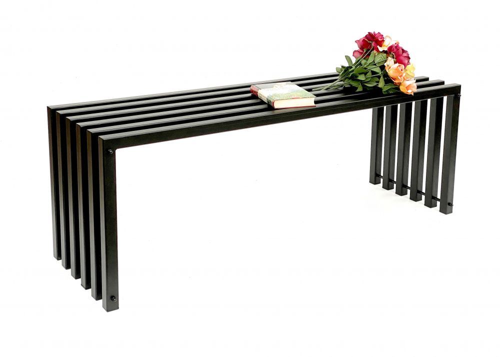 DanDiBo Garden Bench Metal Solid Weatherproof Black 120 cm Ela Bench Modern 96205 Park Bench Iron Slatted Bench