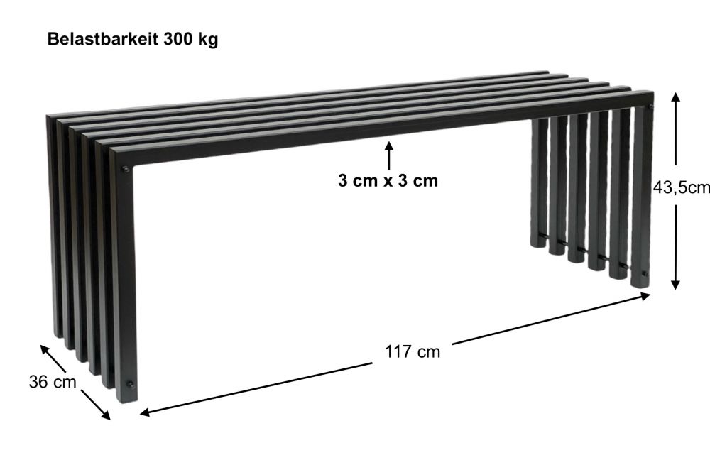 DanDiBo Garden Bench Metal Solid Weatherproof Black 120 cm Ela Bench Modern 96205 Park Bench Iron Slatted Bench