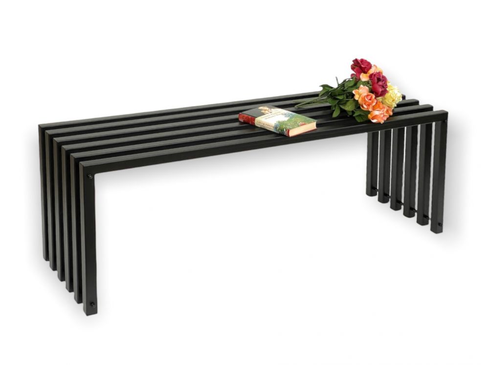 DanDiBo Garden Bench Metal Solid Weatherproof Black 120 cm Ela Bench Modern 96205 Park Bench Iron Slatted Bench