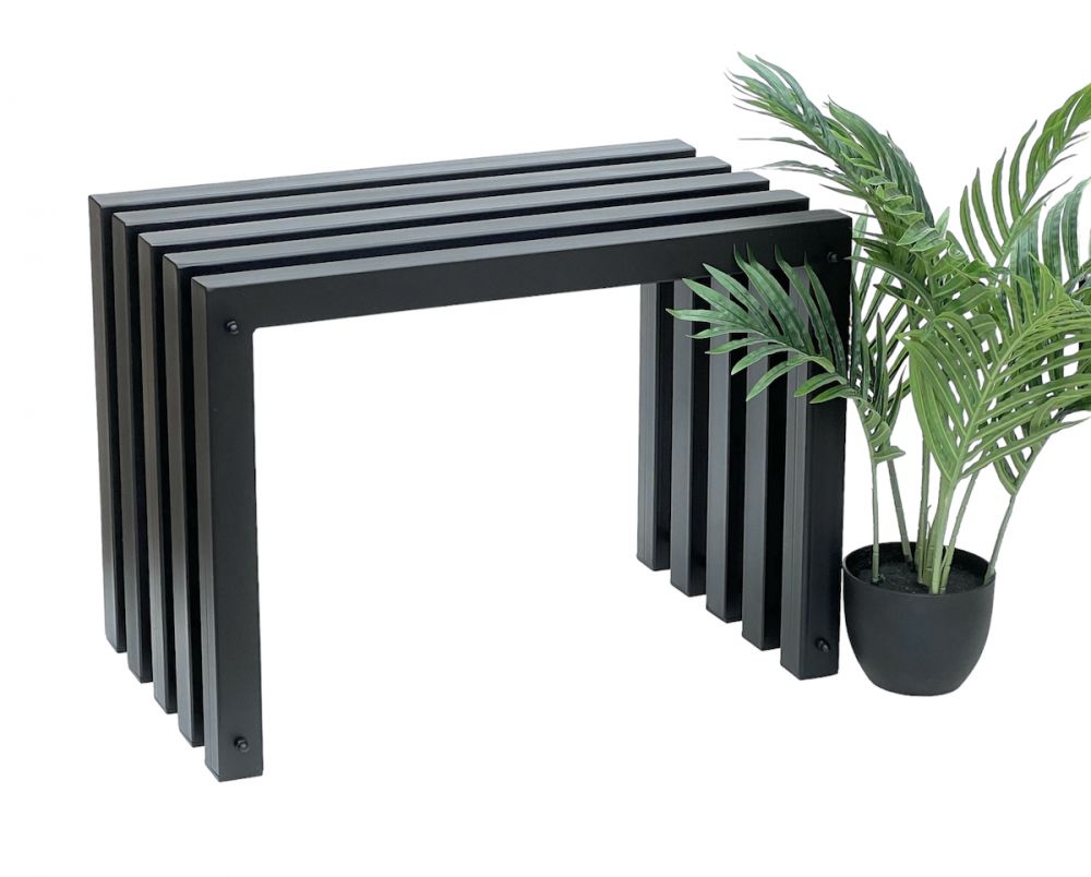 DanDiBo Stool Metal Black Bench Solid Weatherproof 60 cm Stool 96446 Modern Bench Slatted stool