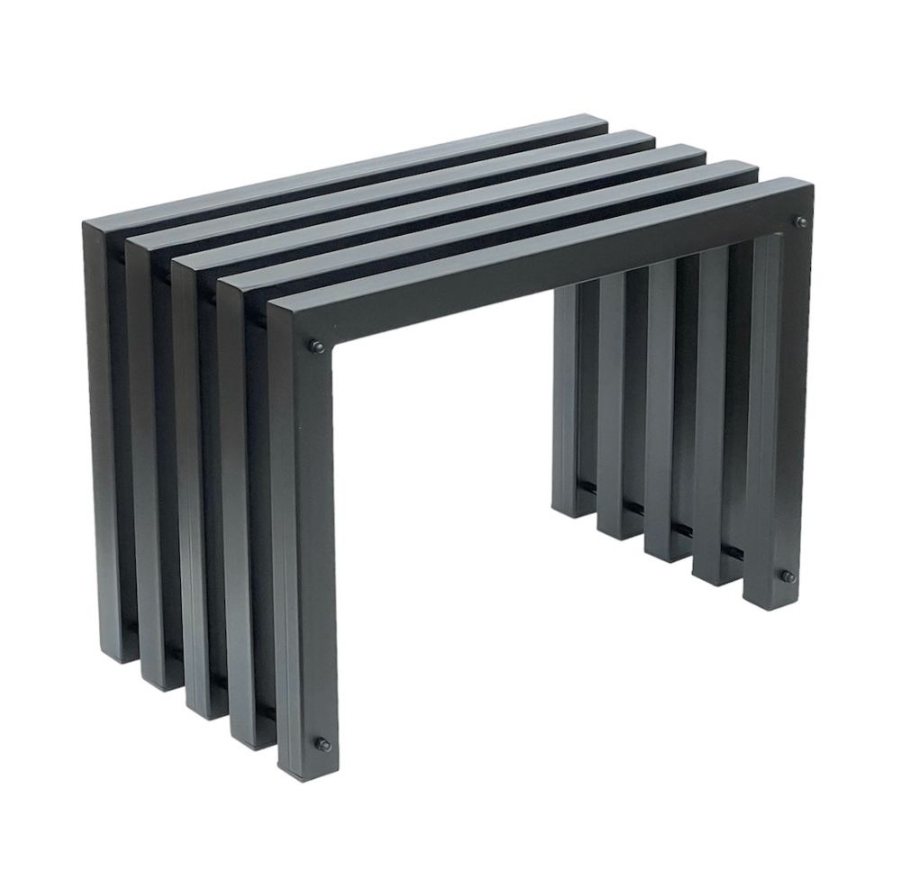 DanDiBo Stool Metal Black Bench Solid Weatherproof 60 cm Stool 96446 Modern Bench Slatted stool