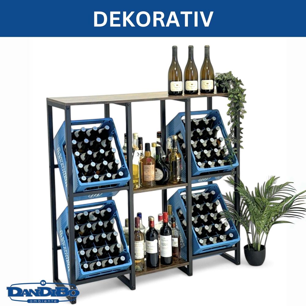 DanDiBo Getränkekistenregal 4 Kisten mit Ablage Holz Metall 96564 Getränkeregal Kistenregal Getränkekistenhalter