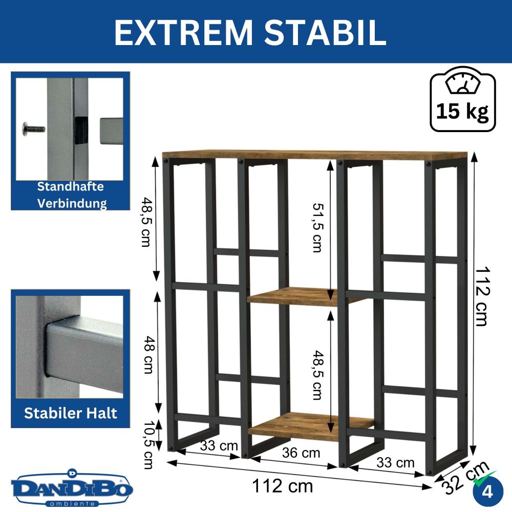 DanDiBo Getränkekistenregal 4 Kisten mit Ablage Holz Metall 96564 Getränkeregal Kistenregal Getränkekistenhalter