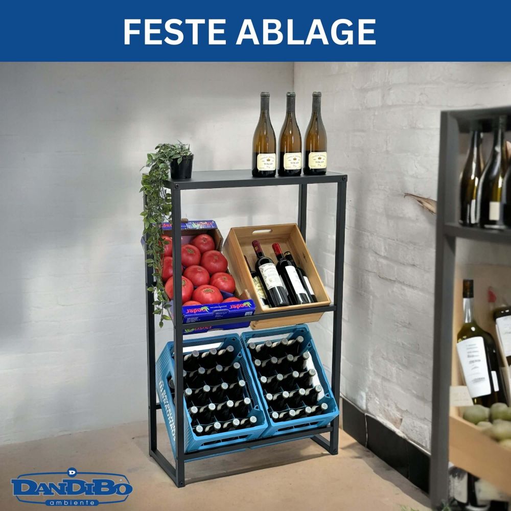 DanDiBo Getränkekistenregal 4 Kisten mit Ablage Schmal Metall Stehend 96547 Getränkekistenhalter 112 cm Getränkekistenständer Flaschenkistenregal