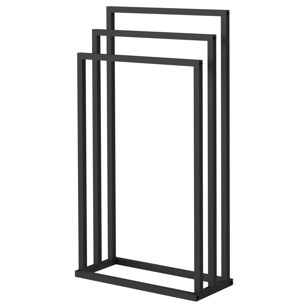 DanDiBo Handtuchhalter Stehend Handtuchständer Freistehend Schwarz Matt Metall 96498 Badetuchhalter mit 3 Handtuchstangen Badezimmer Badezimmermöbel Modern