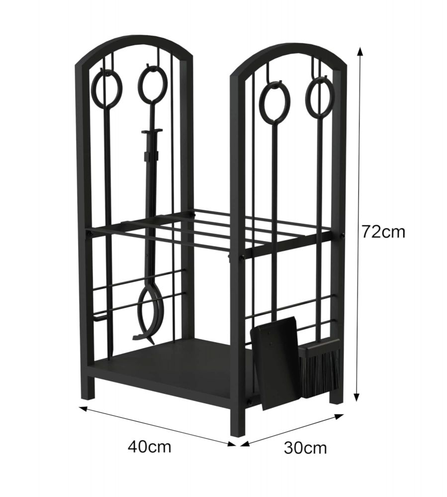 DanDiBo firewood rack indoor metal black 72 cm firewood stand with fireplace set 96431 firewood trolley firewood holder