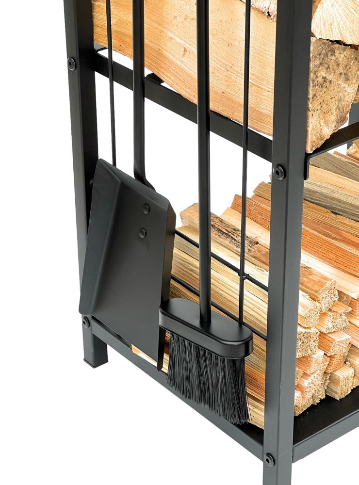 DanDiBo firewood rack indoor metal black 72 cm firewood stand with fireplace set 96431 firewood trolley firewood holder