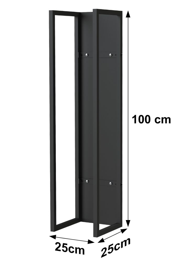 DanDiBo Kaminholzregal Innen Metall Schwarz Kaminholzständer 100 cm mit Rückwand an der Wand Hängend 96357 Holzkorb Kaminholzhalter Holzregal