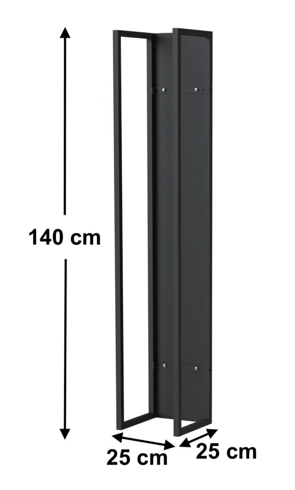 DanDiBo Kaminholzregal Innen Metall Schwarz Kaminholzständer 140 cm mit Rückwand an der Wand Hängend 96539 Holzkorb Kaminholzhalter Holzregal