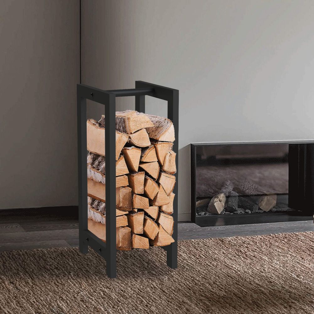 DanDiBo Kaminholzregal Innen Metall Schwarz Stehend Kaminholzständer 96467 Kaminholzhalter Brennholzregal Feuerholzregal
