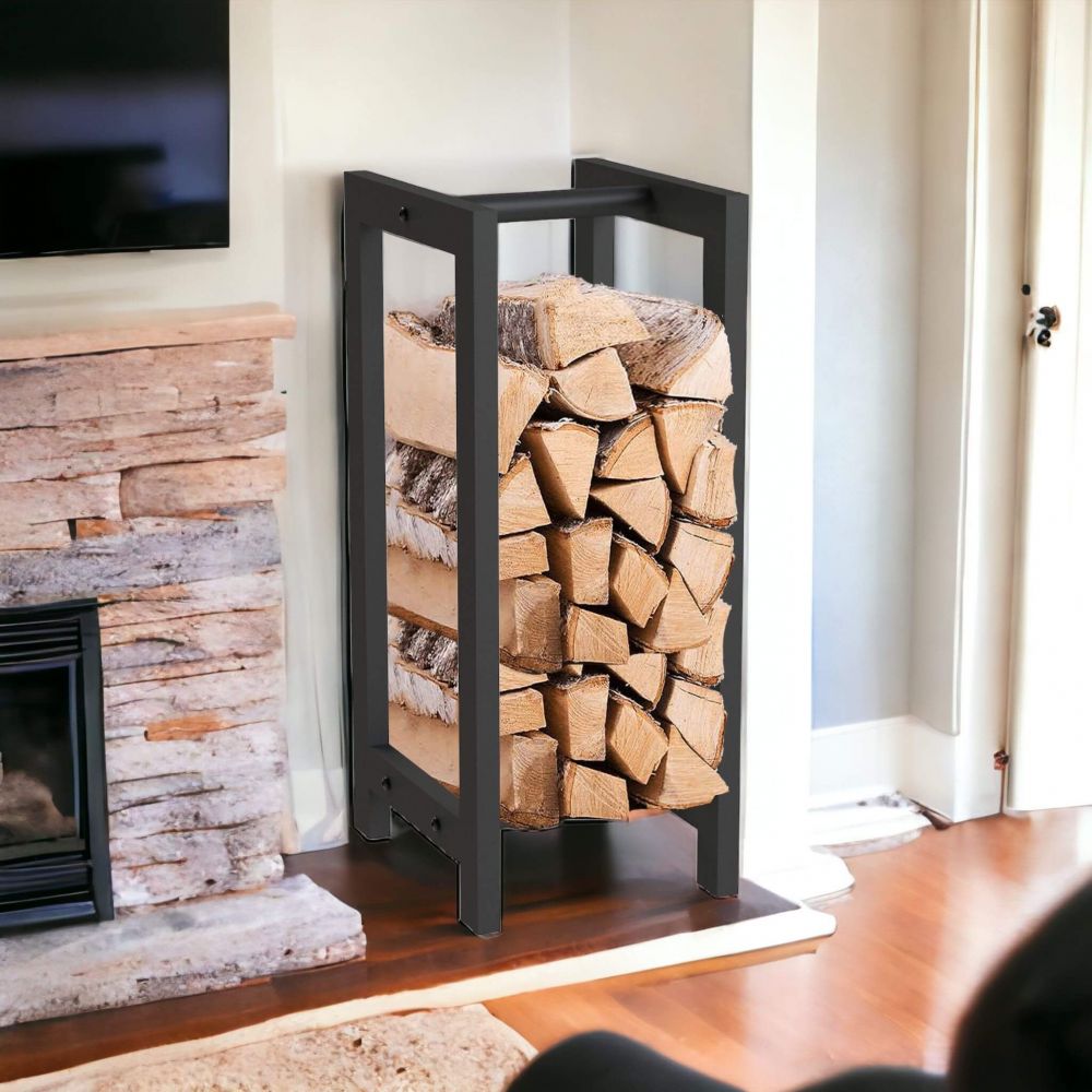 DanDiBo Kaminholzregal Innen Metall Schwarz Stehend Kaminholzständer 96467 Kaminholzhalter Brennholzregal Feuerholzregal