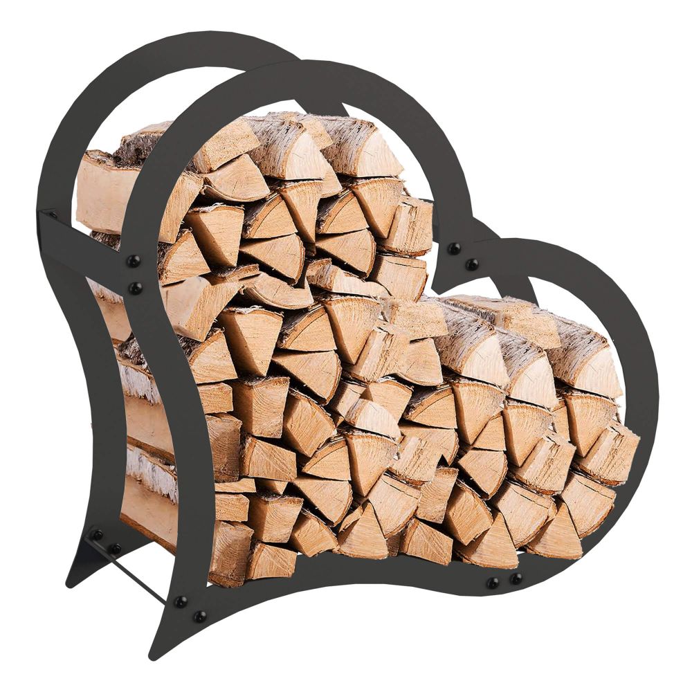 DanDiBo Firewood Rack Indoor Metal Black Standing Heart 52 cm Firewood Stand 96469 Firewood Holder Firewood Rack Firewood Rack