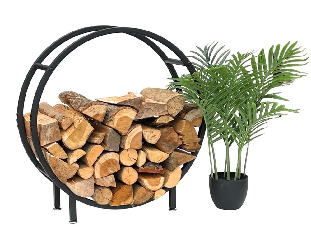 DanDiBo Kaminholzregal Innen Metall Schwarz Stehend Rund 60 cm Kaminholzständer 96468 Kaminholzhalter Brennholzregal Feuerholzregal