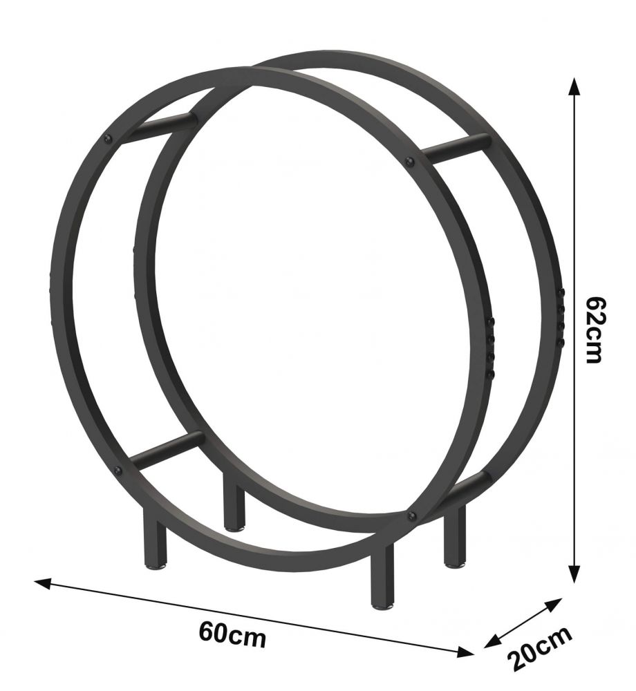 DanDiBo Kaminholzregal Innen Metall Schwarz Stehend Rund 60 cm Kaminholzständer 96468 Kaminholzhalter Brennholzregal Feuerholzregal