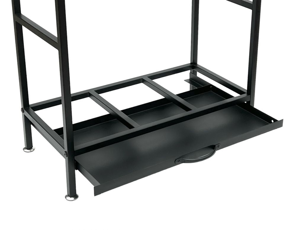 DanDiBo Kaminholzregal Innen Metall Schwarz Kaminholzständer 80 cm mit Schublade 96356 Holzkorb Kaminholzhalter Holzregal