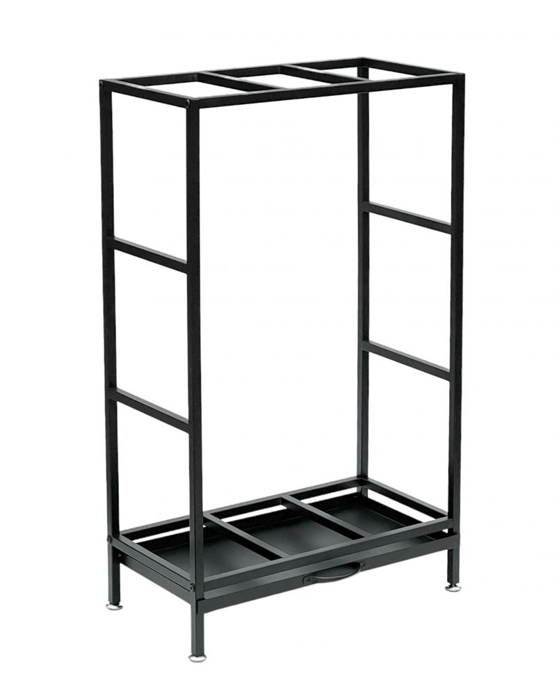 DanDiBo Kaminholzregal Innen Metall Schwarz Kaminholzständer 80 cm mit Schublade 96356 Holzkorb Kaminholzhalter Holzregal