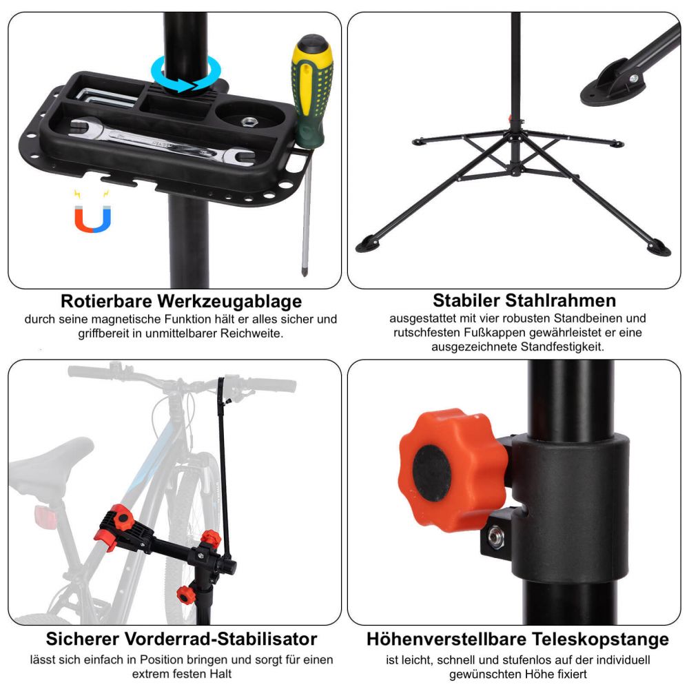 DanDiBo bike assembly stand Bicycle assembly stand Height-adjustable 360? rotatable 96562 Repair stand for ebike Mountain bike Centre stand Foldable Folding