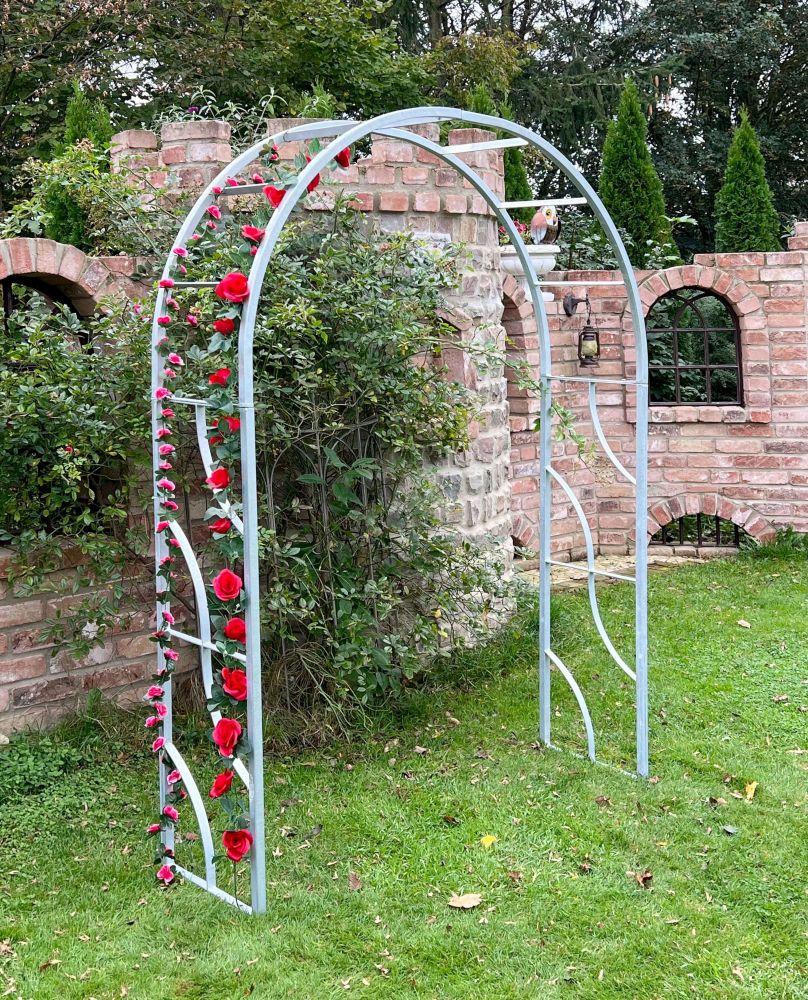 DanDiBo Rosenbogen Metall Verzinkt Massiv 150 cm Torbogen 96516 Wetterfest Rundbogen Volleisen Rankhilfe Gartenbogen Feuerverzinkt