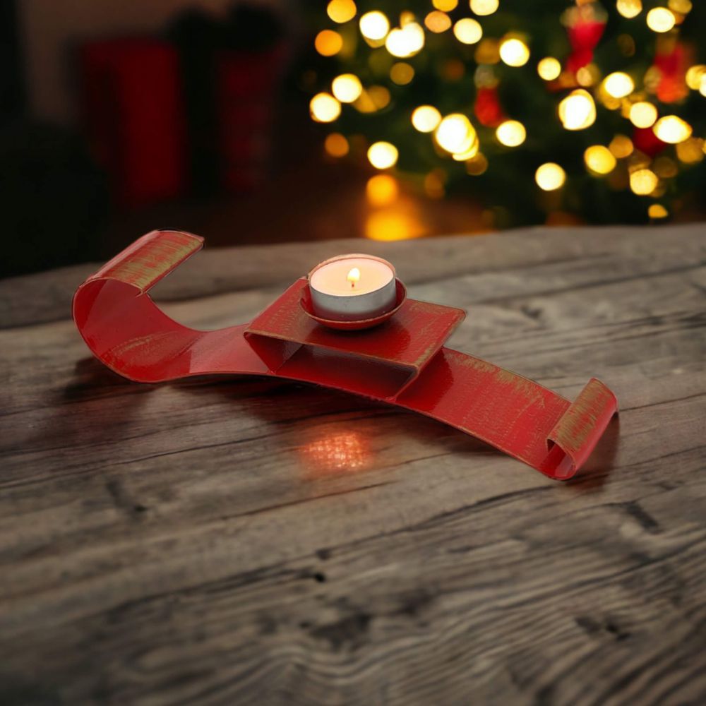 DanDiBo Schlitten Rot Metall Stehend Weihnachtsdeko Deko Weihnachten Kerzenhalter Teelichthalter Winter Modern