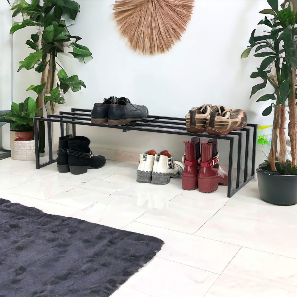 DanDiBo Shoe rack Metal Black 1 level 96551 Shoe rack Shoe stand Modern Sturdy Solid Shoe cabinet Shelf