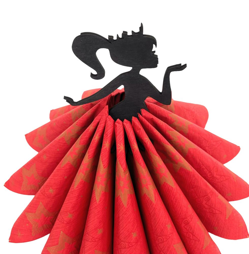 DanDiBo Serviettenhalter Schwarz Vintage aus Holz 28 cm Serviettenständer Mädchen Prinzessin 96397 Freistehständer Tischtuchspender