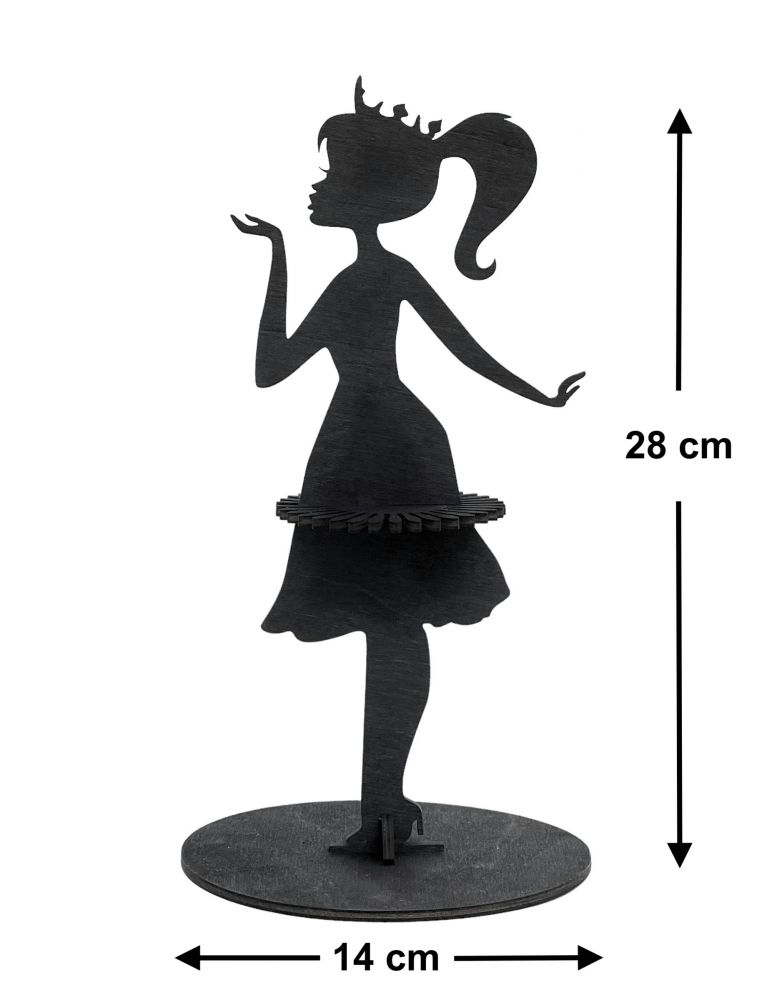 DanDiBo Serviettenhalter Schwarz Vintage aus Holz 28 cm Serviettenständer Mädchen Prinzessin 96397 Freistehständer Tischtuchspender
