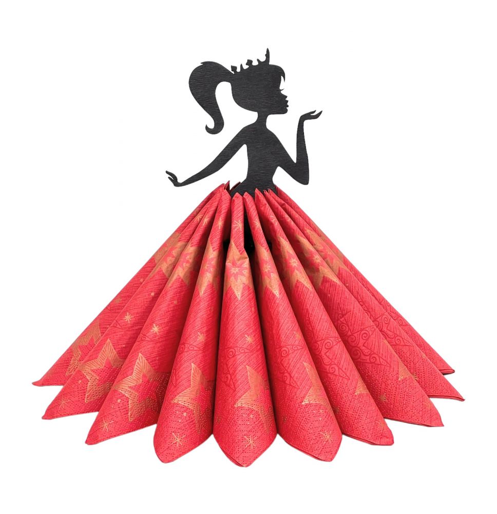 DanDiBo Serviettenhalter Schwarz Vintage aus Holz 28 cm Serviettenständer Mädchen Prinzessin 96397 Freistehständer Tischtuchspender