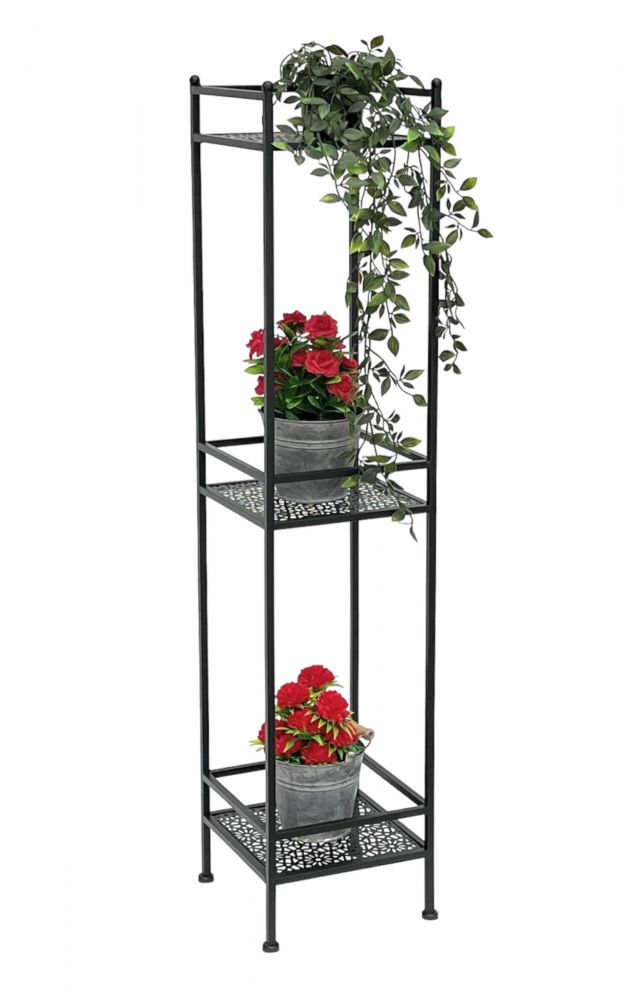 DanDiBo Standregal Schwarz Metall Schmal Stehend 3 Ebenen 110 cm Regal Küche Küchenregal 96485 Metallregal Eisen Modern