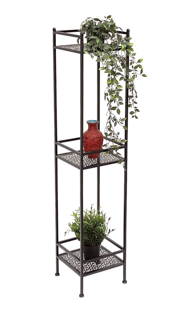 DanDiBo Standregal Schwarz Metall Schmal Stehend 3 Ebenen 110 cm Regal Küche Küchenregal 96485 Metallregal Eisen Modern