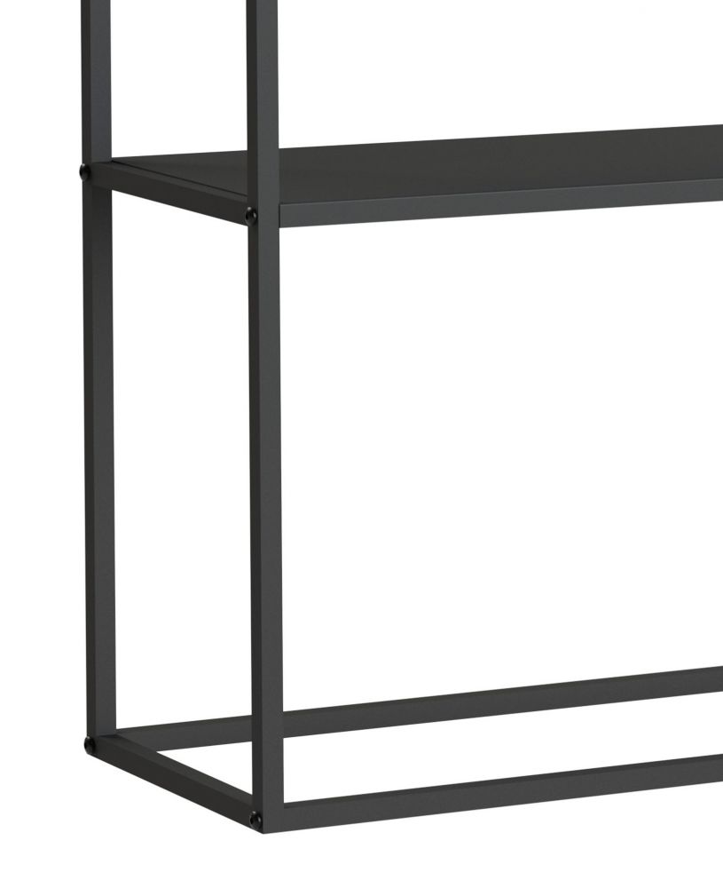DanDiBo Console table Metal Black Narrow with 2 levels Modern 80x80x25 cm Shelf Standing shelf 96473 Metal shelf with shelf