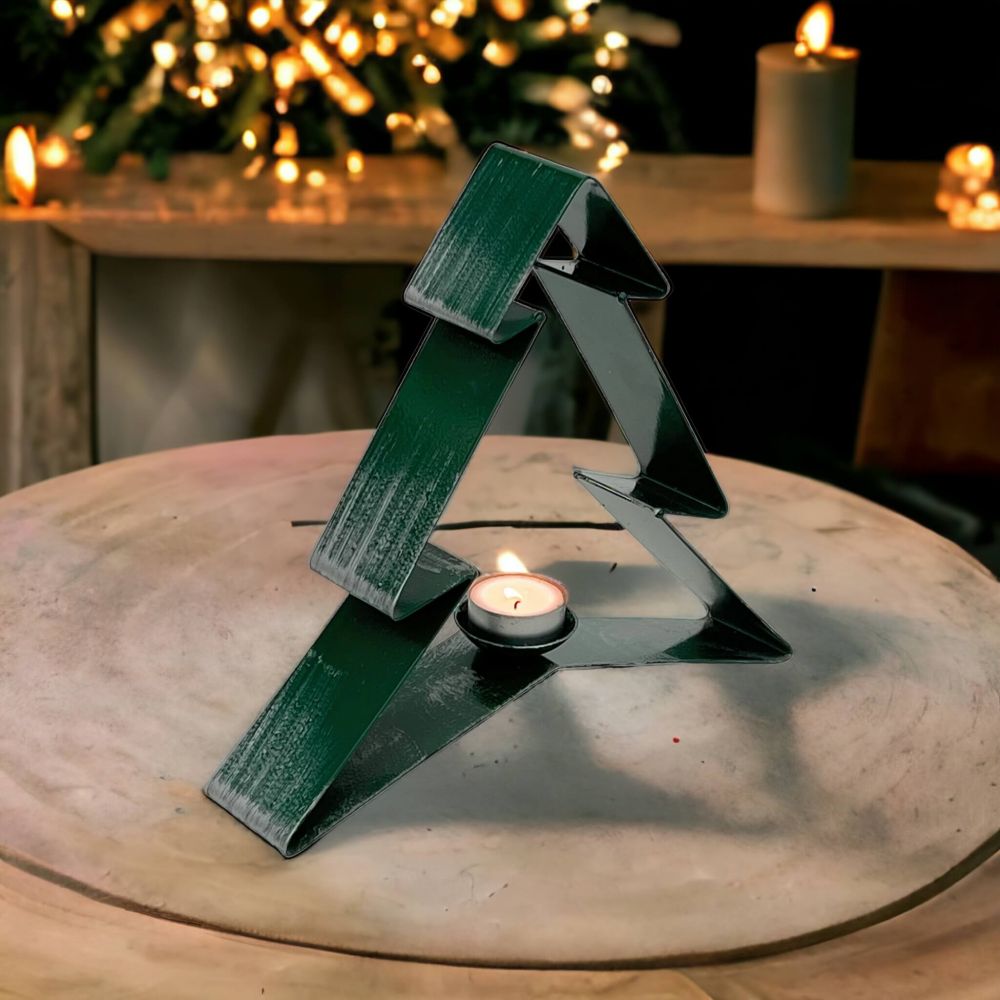 DanDiBo Tannenbaum Grün Metall Stehend Weihnachtsbaum Weihnachtsdeko Deko Weihnachten Kerzenhalter Teelichthalter Winter Modern
