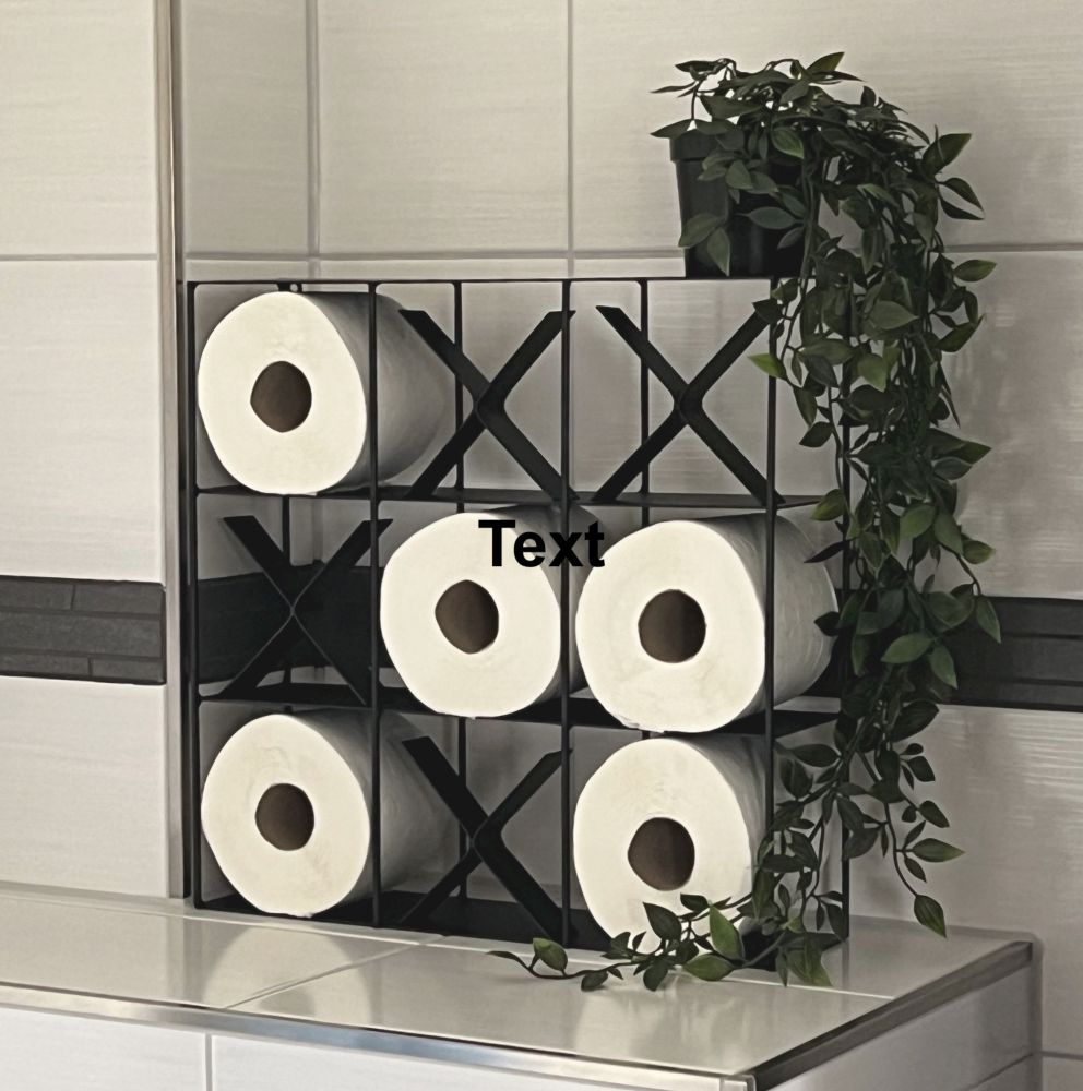 DanDiBo Toilettenpapierhalter Schwarz Metall TicTacToe 96418 Klopapierhalter Wand WC Ersatzrollenhalter Wandmontage Papierhalter Rollenhalter