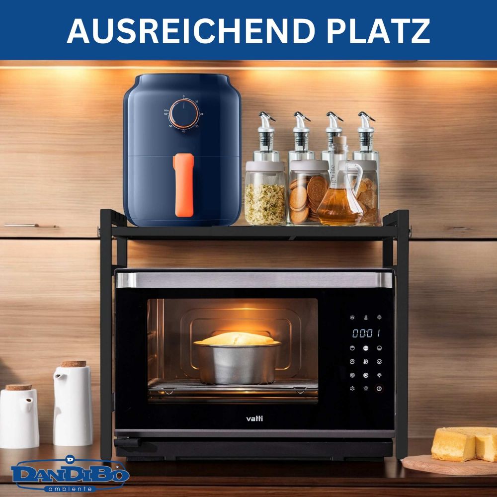 DanDiBo Verstellbares Mikrowellenregal 2 Stufig 40-64 cm Mikrowellen Regal 96613 Stehend Mikrowellenständer Küchenregal