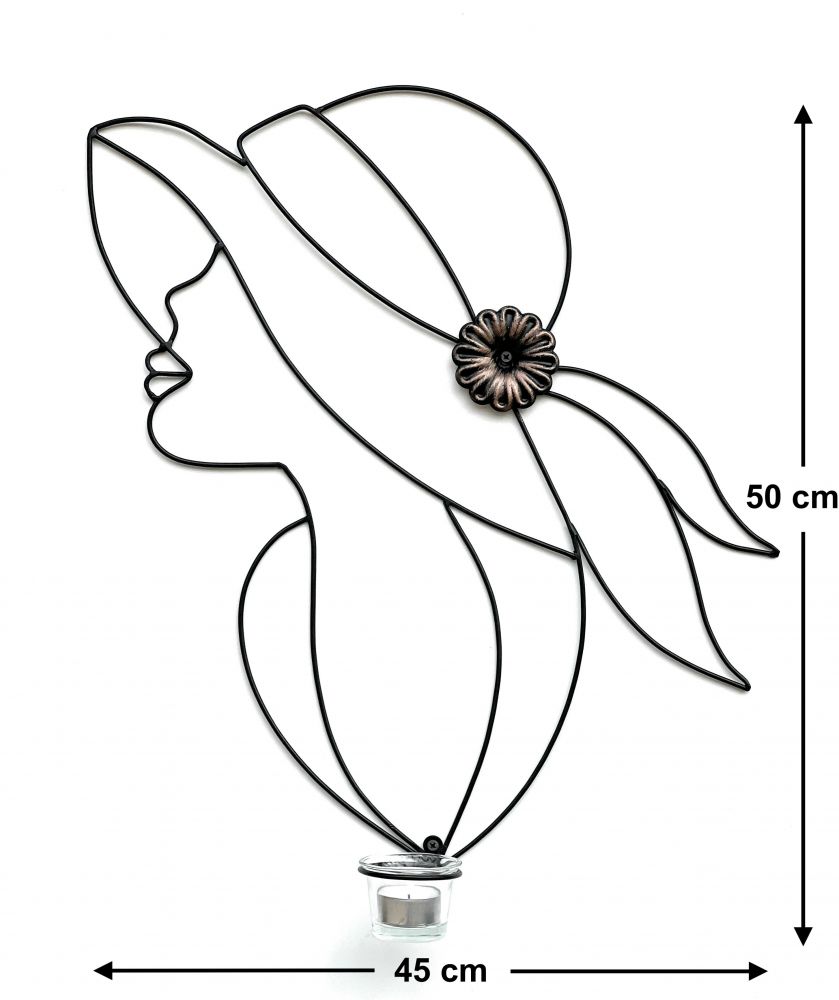 DanDiBo Wandteelichthalter Metall Schwarz 50 cm Dame Wandkerzenhalter 96324 Teelichthalter Wand Teelicht Wandleuchter