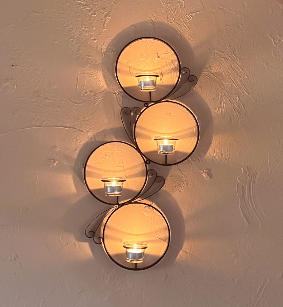 DanDiBo wall tealight holder metal black round wall candle holder 60 cm tealight holder wall tealight sconce wrought iron