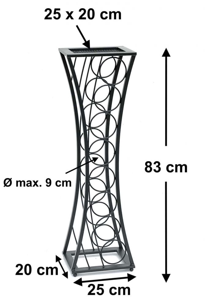 DanDiBo Weinregal Metall Schwarz Stehend Mika 80 cm 96536 Flaschenregal Flaschenständer Flaschenhalter Schmal Modern