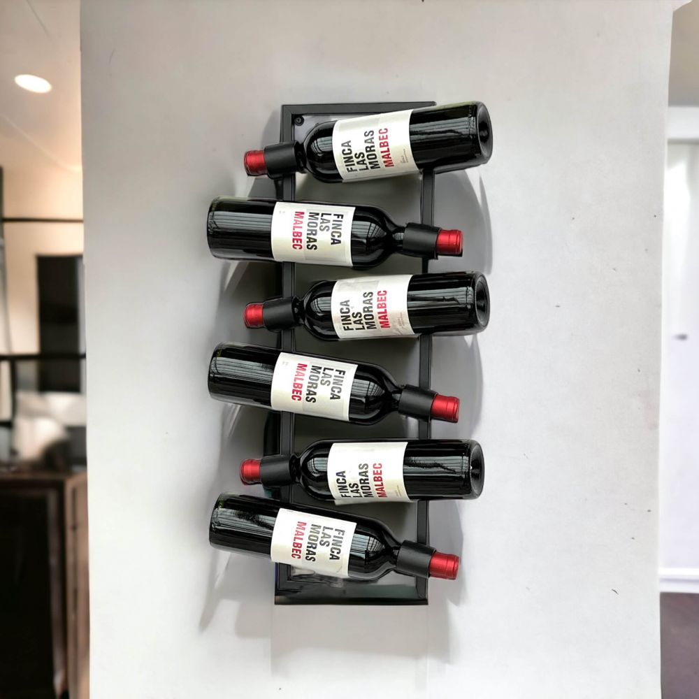 DanDiBo Weinregal Wand Metall Schwarz Flaschenregal Flaschenständer Flaschenhalter für 6 Flaschen Schmal Modern Design