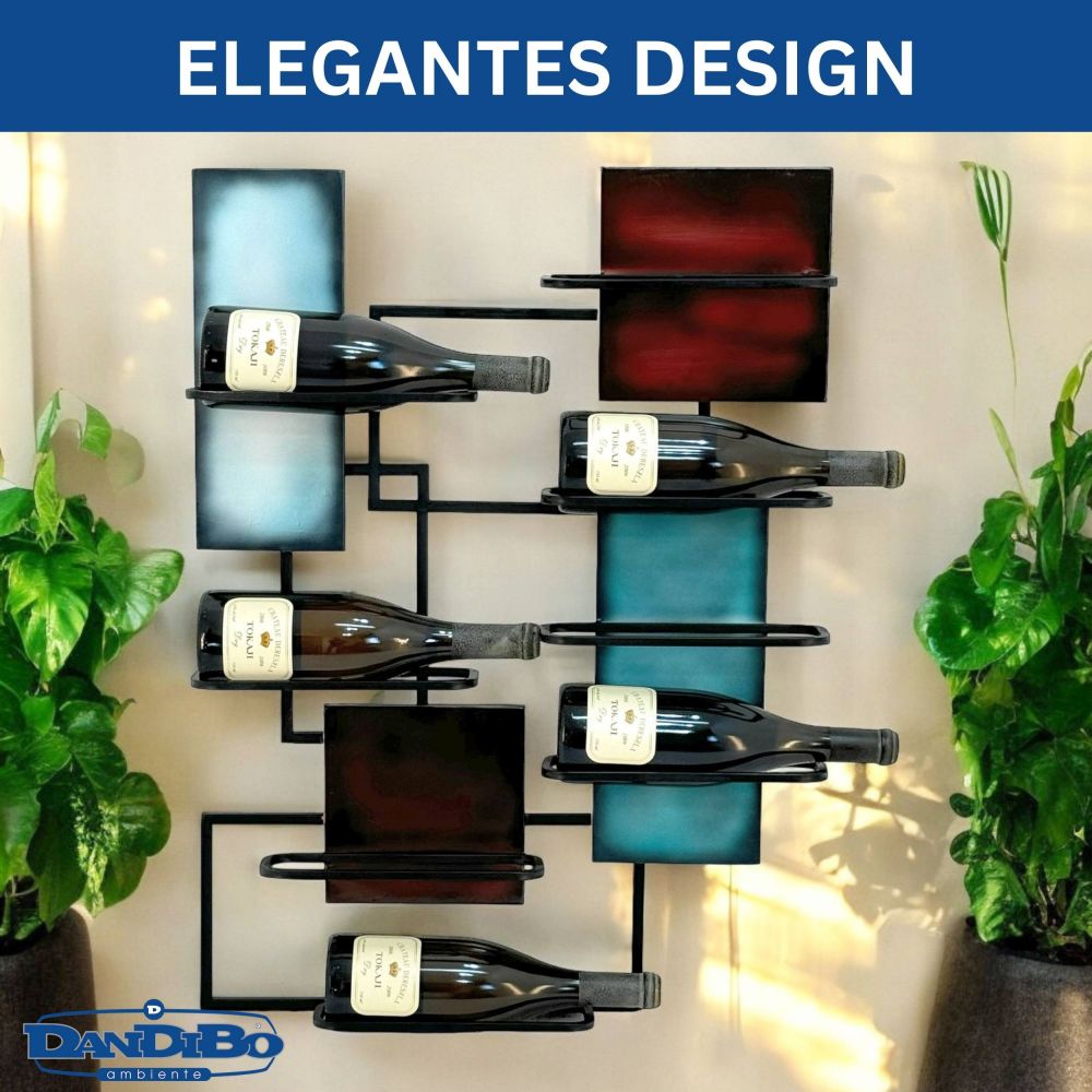 DanDiBo Wine Rack Wall Metal Black 8 Bottles Narrow 96618 Design Bottle Rack Modern Wine Holder