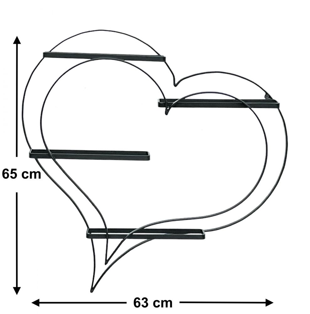 DanDiBo Wine rack Metal Black Heart 96417 Bottle rack for 4 bottles 65 cm Bottle holder Wall Wall shelf