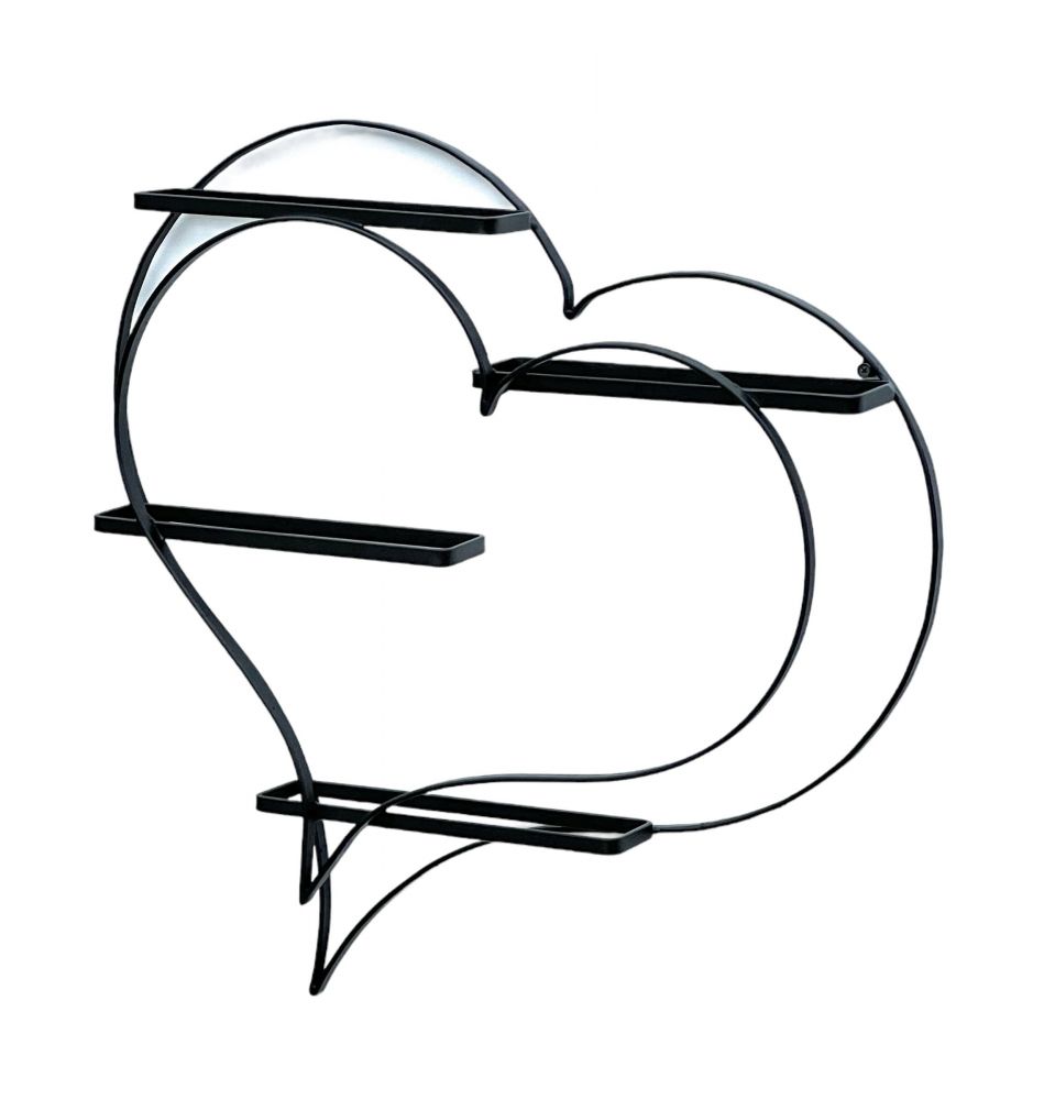 DanDiBo Wine rack Metal Black Heart 96417 Bottle rack for 4 bottles 65 cm Bottle holder Wall Wall shelf