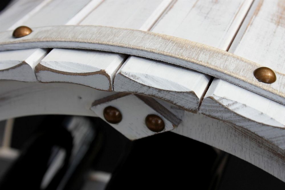 Weinregal Weiss Weinfass aus Holz für 24 Flaschen Vintage Shabby Chic Landhaus Bar Flaschenständer stehend Weinständer Fass