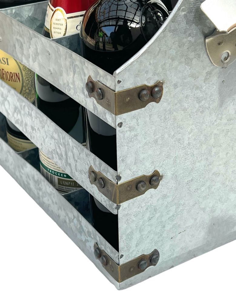 DanDiBo Wine carrier metal with opener 96403 Bottle carrier 6 bottles Bottle crate Bottle opener Bottle basket Wine bottle carrier