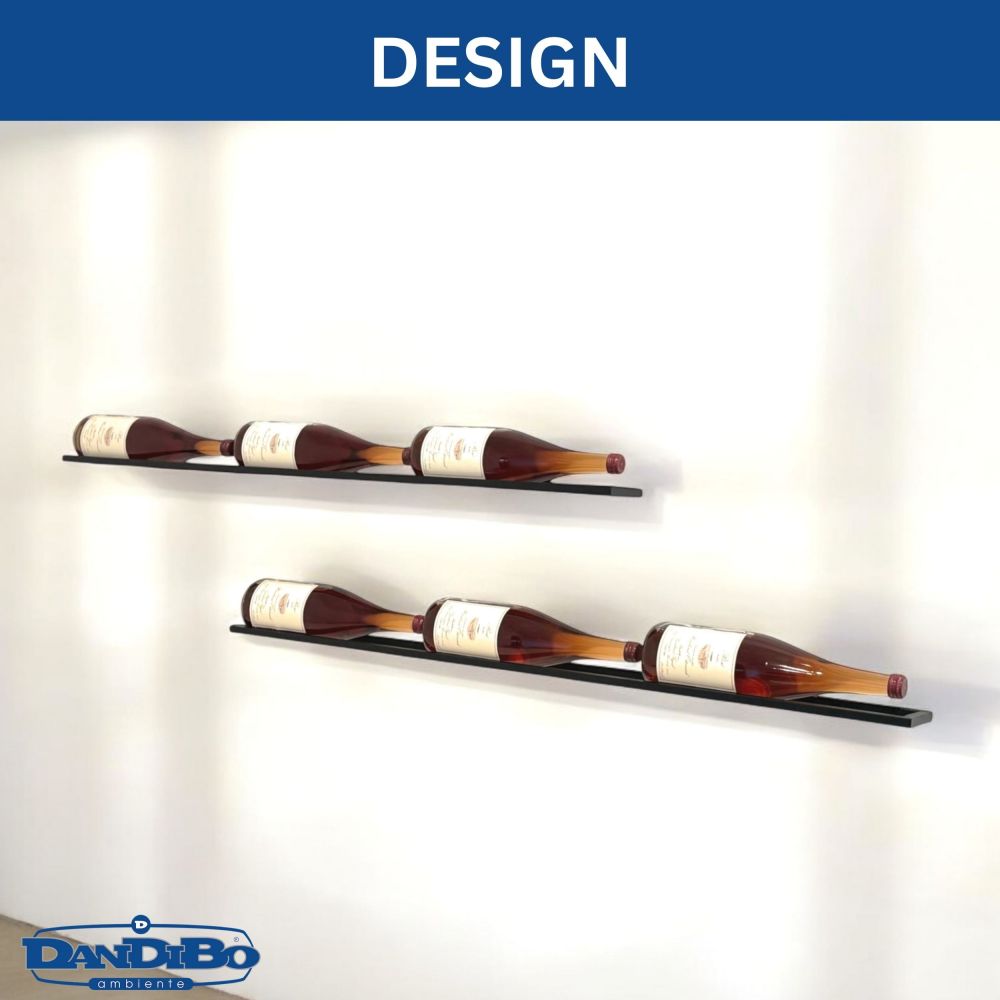 Weinregal Wand Metall 6 Flaschen Schwarz Linea 2er Set schwebende Weinhalterung Flaschenregal Schmal