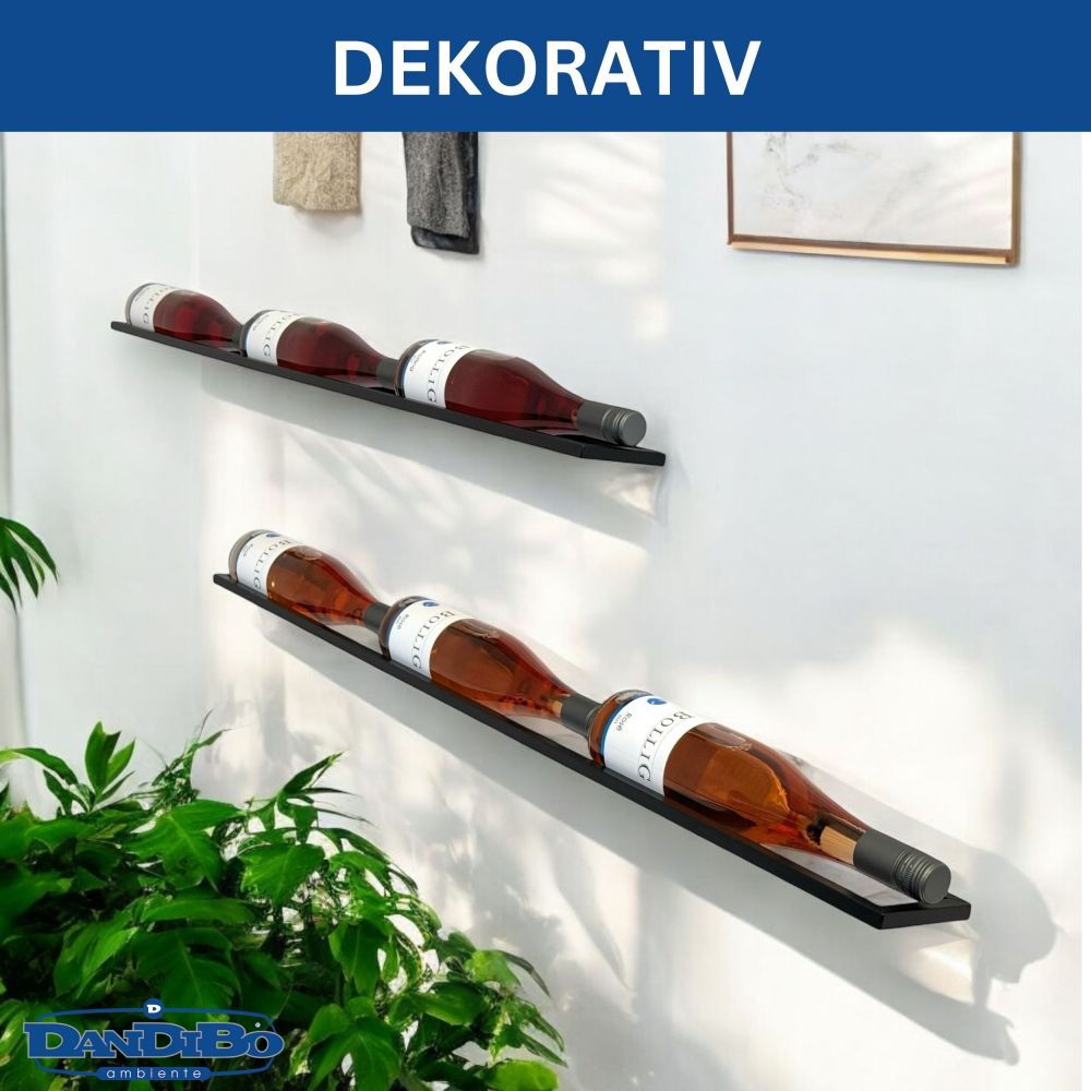 Weinregal Wand Metall 6 Flaschen Schwarz Linea 2er Set schwebende Weinhalterung Flaschenregal Schmal