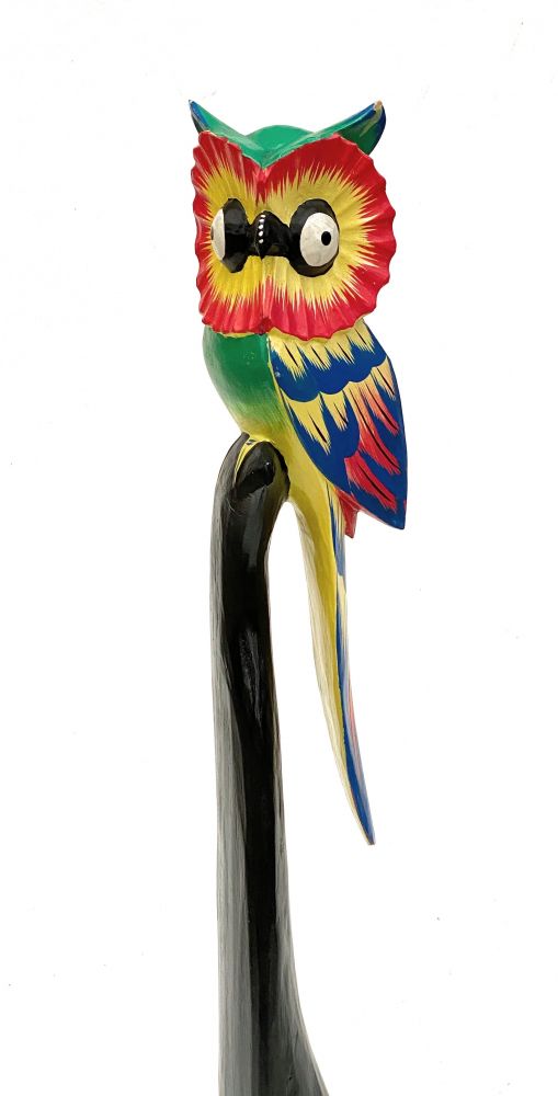 DanDiBo decorative figurine owl no.19 wooden bird sculpture colourful 80 cm wooden bird hand carved standing animal figurine carving sculpture